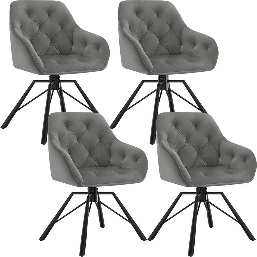 Rootz Living Rootz Eetkamerstoel Draaifauteuil Ergonomische stoel Fluwelen bekleding 57 5 ​​cm x 82 5 cm x 53 cm