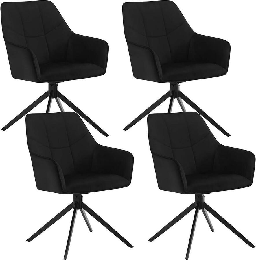 Rootz Living Rootz Eetkamerstoel Draaistoel Gewatteerde stoel Fluwelen bekleding 58 cm x 86 cm x 63 5 cm Ergonomisch ontwerp Set van 4
