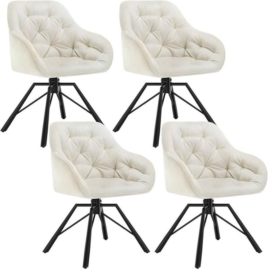 Rootz Living Rootz Eetkamerstoel Draaistoel Keukenstoel Ergonomisch ontwerp 57 5 ​​cm x 82 5 cm x 53 cm Fluweel Schuim Metaal Crème Groen Grijs Zwart Turkoois