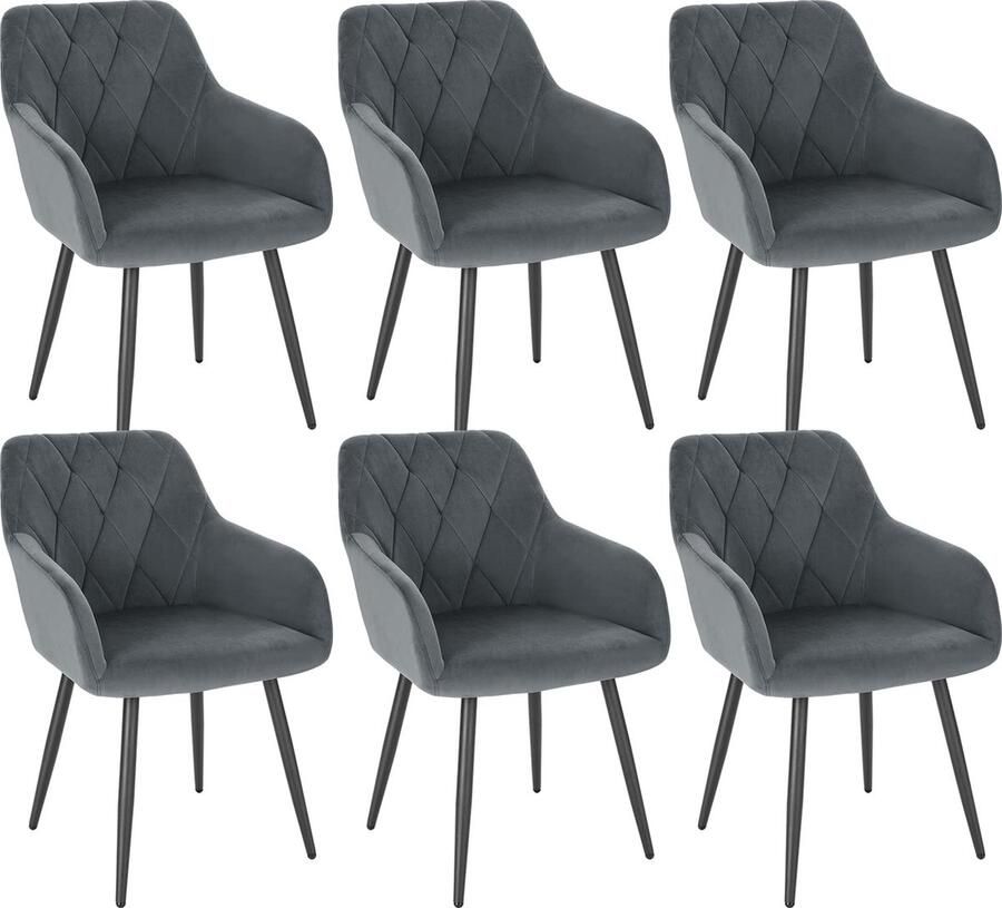 Rootz Living Rootz Eetkamerstoel Ergonomische zitting Fluwelen kussen Keukenkruk Thuiskantoorstoel Vrijetijdsstoel Moderne zitting Donkergrijs 24 0 x 22 4 x 22 4 inch