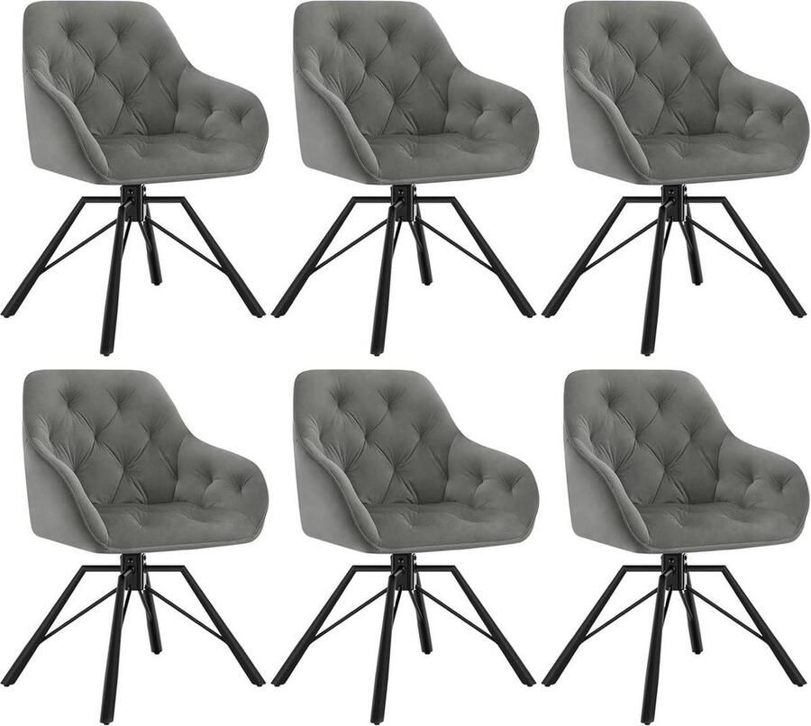 Rootz Living Rootz Eetkamerstoel Fluwelen Draaistoel 360° Draaibaar Ergonomisch Ontwerp 57 5 ​​cm x 82 5 cm x 53 cm Crème Donkergroen Donkergrijs Zwart Turquoise