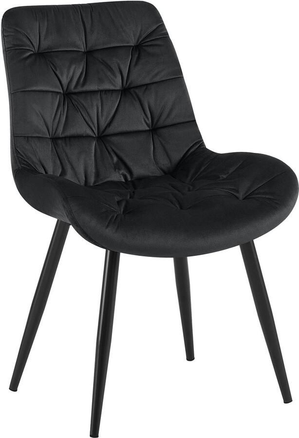 CLP Rossford Eetkamerstoel klassiek met rugleuning velvet fluweel zwart