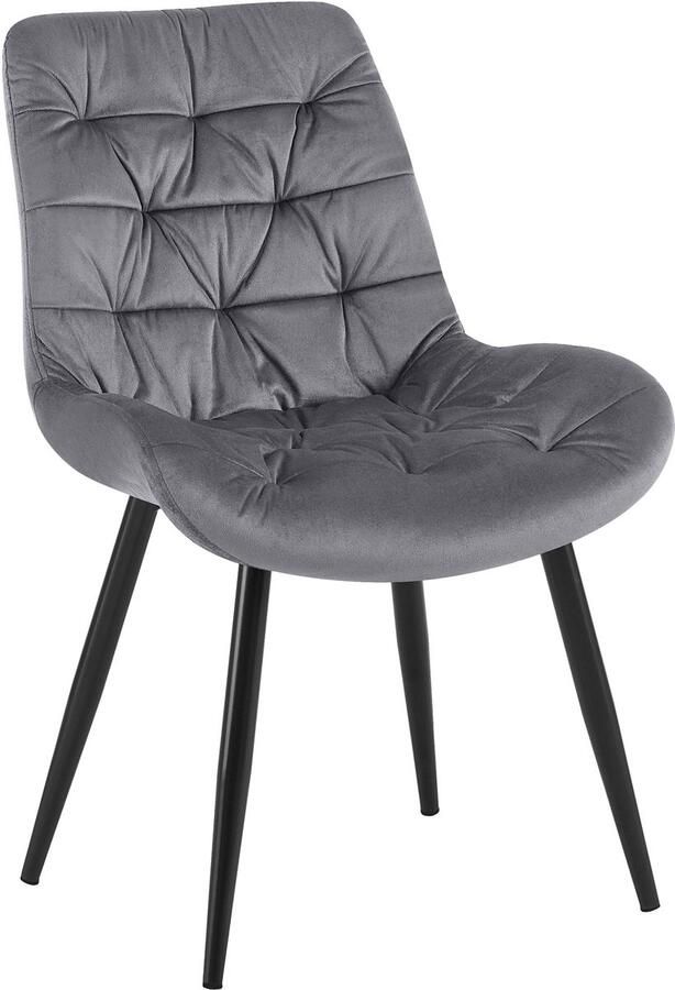 CLP Rossford Eetkamerstoel klassiek met rugleuning velvet fluweel donkergrijs