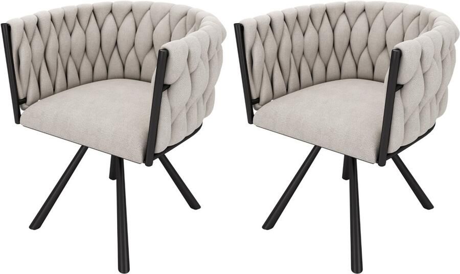 GOTAGEE Eetkamerstoel fluwelen loungestoelen woonkamerstoelen vrij draaibare stoelen set 2-delige set