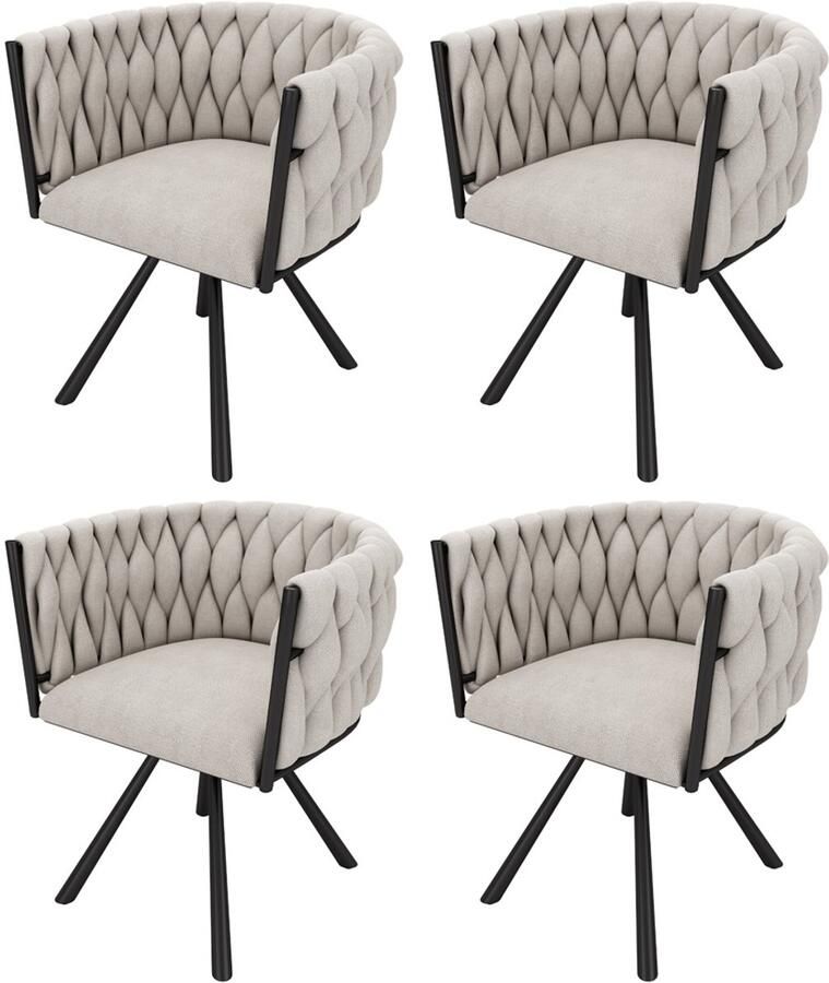 GOTAGEE Eetkamerstoel fluwelen loungestoelen woonkamerstoelen vrij draaibare stoelen set 4-delige set