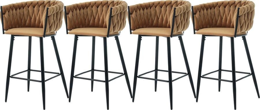 Zonder merk Gotagee Eetkamerstoel fluwelen stoelen voor de woonkamer vier metalen poten stoel voor vrije tijd