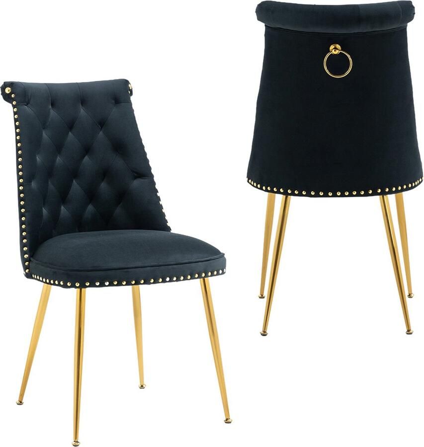 Zonder merk Gotagee Eetkamerstoel fluwelen stoelen woonkamer eetkamer gestoffeerde achterkant fluweel