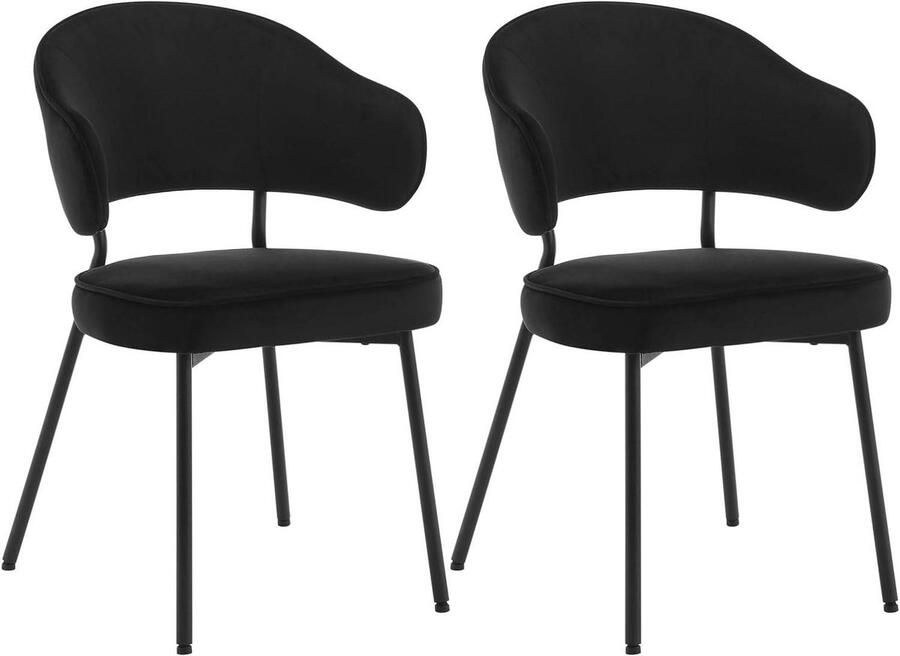 Rootz Living Rootz Eetkamerstoel Fluwelen zitting Moderne keukenstoel Schuim met hoge dichtheid Ergonomische rugleuning Stabiele metalen poten 54 cm x 83 5 cm x 52 cm