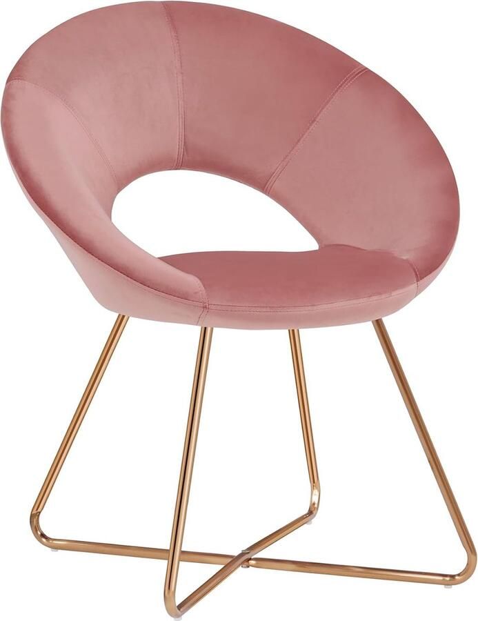 Eetkamerstoel Gestoffeerde Fauteuil Fluwelen Kamer Meubels Lounge Chiar met Vergulde Metalen Benen Roze