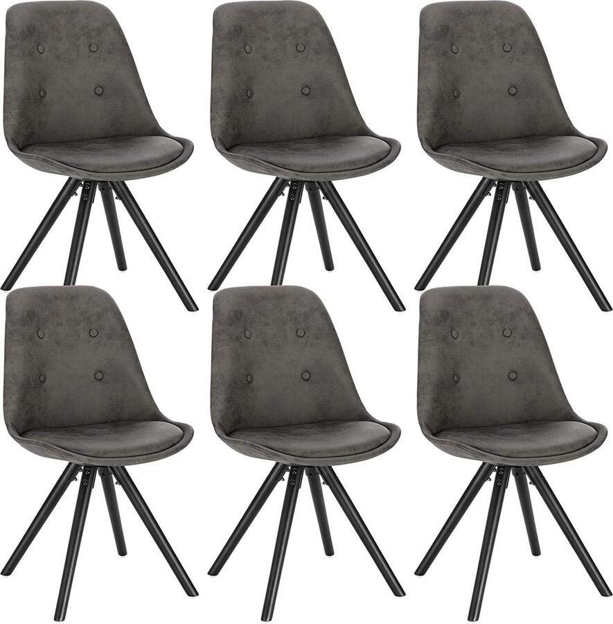 Rootz Living Rootz Eetkamerstoel Gestoffeerde stoel met houten poten Ergonomisch ontwerp 39cm x 43cm x 83cm Vloerbeschermers Meerdere kleuropties