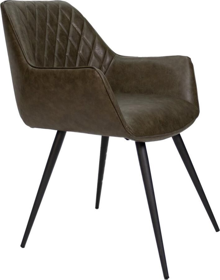 Bolt Edge Eetkamerstoel Groen Kunstleer Metalen poten Zithoogte 49cm