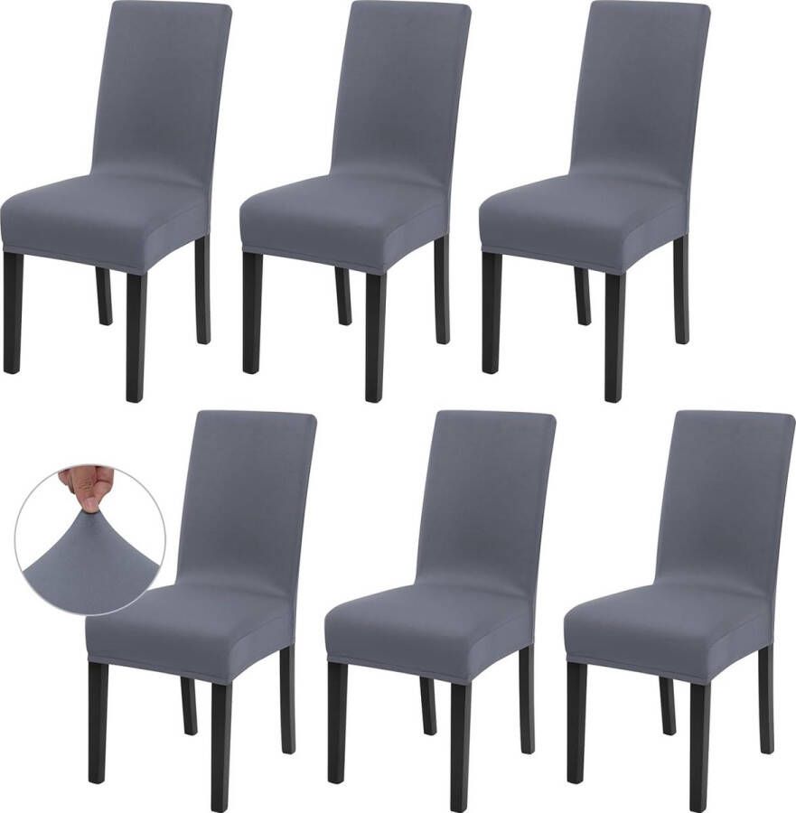 Eetkamerstoel hoes set van 6 lichtgrijze stretch spandex eetkamerstoel hoezen elastische afneembare wasbare eetkamerstoelbeschermer decoratie stoelhoes voor thuis hotel keuken