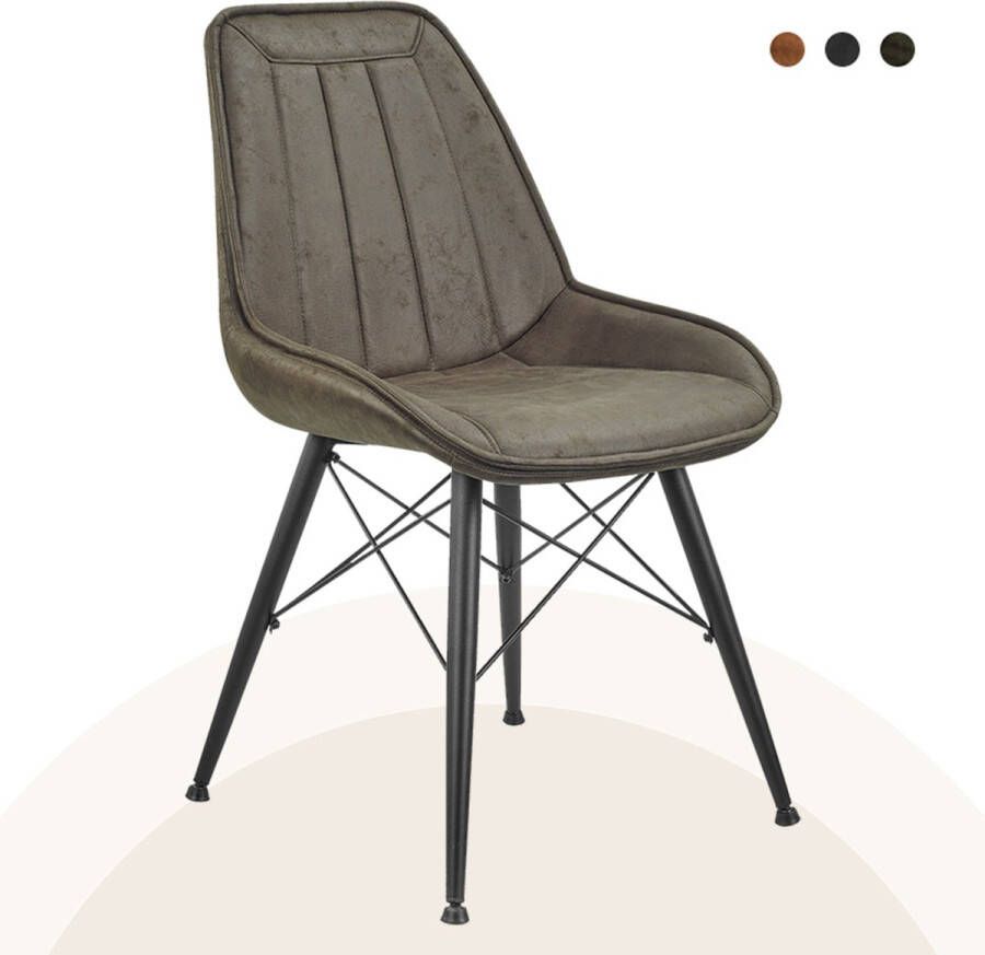 Lif Living Eetkamerstoel Jack Set van 2 Duke Lederlook Mosgroen Kunstleer