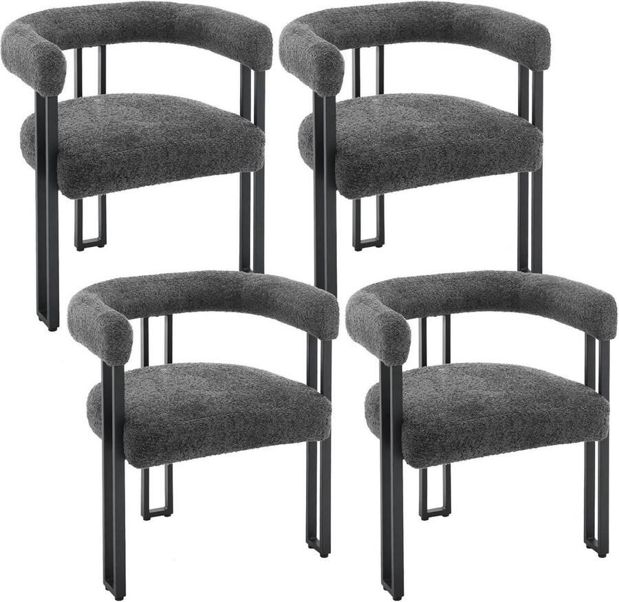 Rootz Living Rootz Eetkamerstoel Keukenstoel Bijzetstoel Chenille Stof Metalen Poot 61 5 cm x 72 cm x 51 5 cm