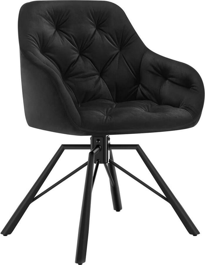 Rootz Living Rootz Eetkamerstoel Keukenstoel Draaifauteuil Elegant ontwerp 57 5 ​​cm x 82 5 cm x 53 cm Fluweel en metaal Capaciteit 150 kg