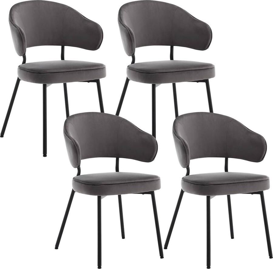 Rootz Living Rootz Eetkamerstoel Keukenstoel Fluwelen stoel Met schuim gevoerd Ergonomisch ontwerp 54 cm x 83 5 cm x 52 cm