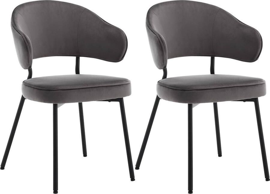 Rootz Living Rootz Eetkamerstoel Keukenstoel Fluwelen Zitting Metalen Frame 54cm x 83 5cm 52cm Ergonomische Rugleuning Stijlvolle Armleuningen 120kg Capaciteit