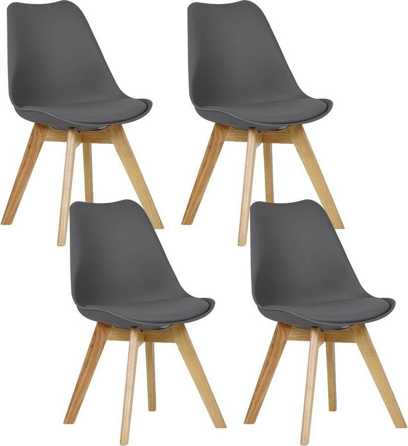 Rootz Living Rootz Eetkamerstoel Keukenstoel Kunstleerstoel Ergonomisch ontwerp 82 cm x 48 cm x 40 5 cm. Stevige stoel Vloerkluis Set van 4