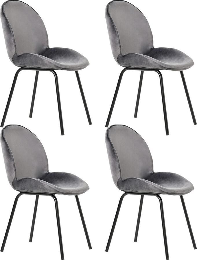 Zonder merk Gotagee Eetkamerstoel Keukenstoel Restaurantstoelenset Ronde Rugleuning Beklede Stoel Fluweel 4-delige