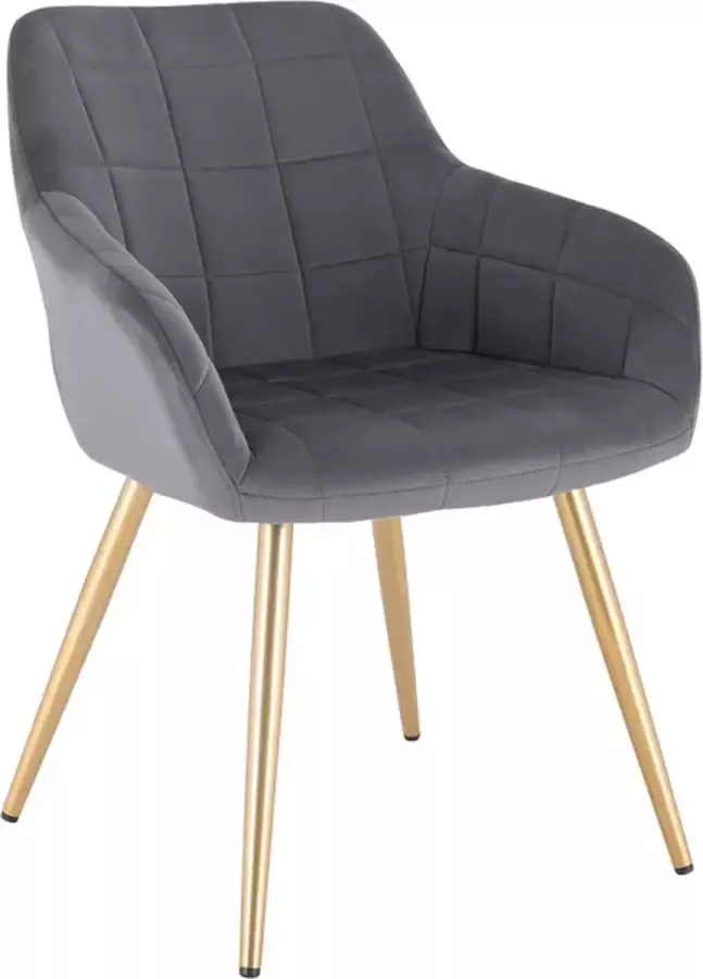 Loft Home Loft Home Eetkamerstoel Luxe Stoel Gouden poten Fluwelen bekleding Stoelen Eetkamerstoelen Velvet Grijs