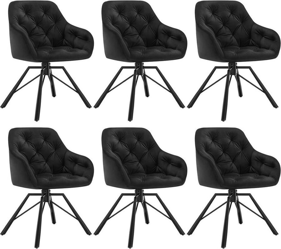 Rootz Living Rootz Eetkamerstoel Moderne keukenstoel Draaifauteuil Fluwelen stof Comfortabele zitting 57 5 ​​cm x 82 5 cm x 53 cm