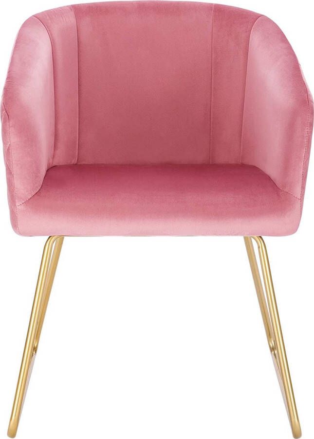 Eetkamerstoel Roze Fauteuil stoel in fluweel metalen voetjes Gouden keukenstoel Elegant BH271rs-1