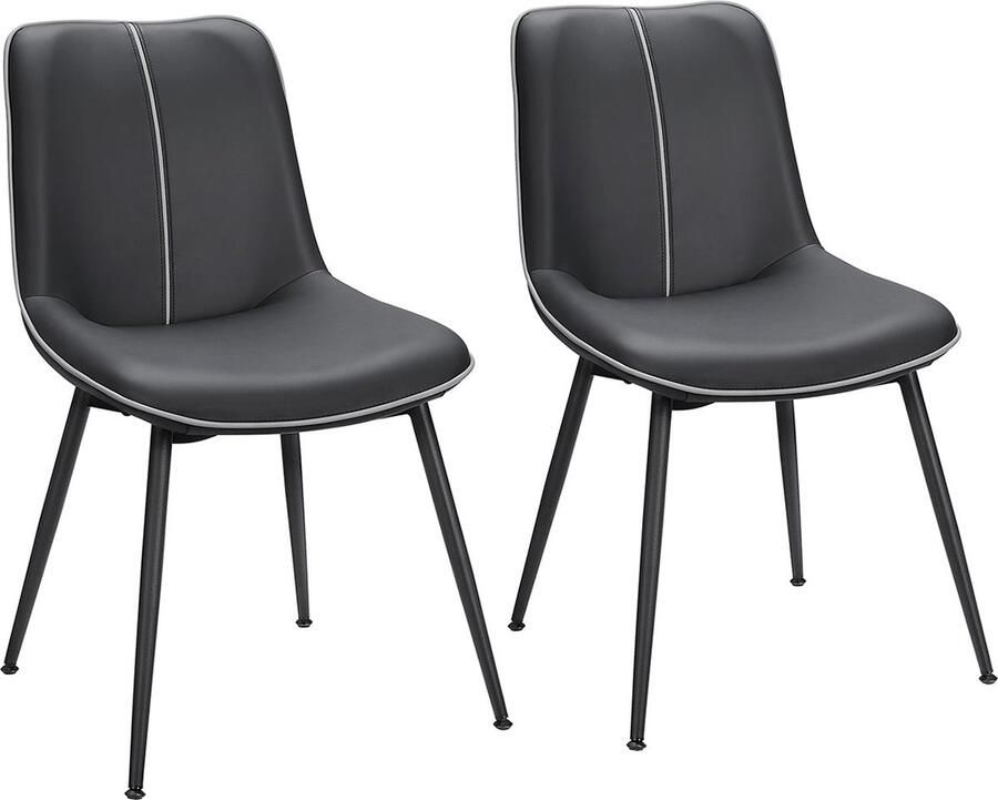 Rootz Living Rootz 2-delige set eetkamerstoelen keukenstoelen gestoffeerde stoelen ergonomisch ontwerp inktzwart 56 cm x 50 cm x 81 cm