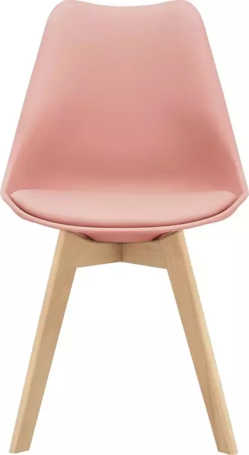 En.casa Eetkamerstoel Set van 2 stuks Kunstleer kunststof & beuken Roze & hout kleurig Afmeting (BxDxH) 49 x 57 x 81 cm - Foto 2