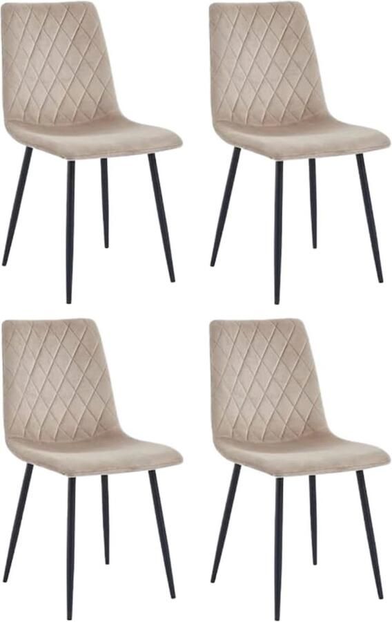 Eetkamerstoel Set van 4 Beige Fluweel met Metalen Poten Comfortabele en Stijlvolle Stoelen voor Woonkamer en Keuken - Foto 2