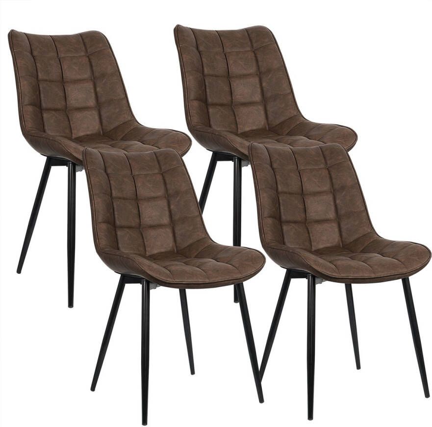 Eetkamerstoel Set van 4 Eetkamerstoelen Set 4 Stuks Stoelen Set van 4 Modern Stoelen Bruin Kunstleer