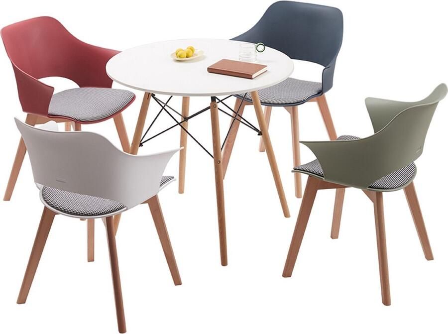 Manzibo Eetkamerstoel Set van 4 Meerdere kleuren Hout Eetkamerstoelen Set Stoelen Set van 4 Modern Stoelen Stoel Scandinavisch - Foto 2