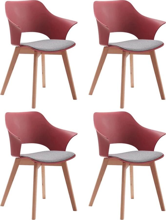 Eetkamerstoel Set van 4 Meerdere Kleuren Stoelen Houten Poten Moderne Eetkamerstoelen Scandinavisch Design Rood