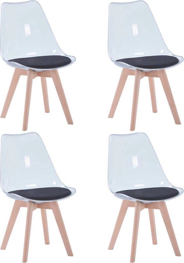 Eetkamerstoel Set Van 4 Stuks Stoelen Eetkamerstoelen Modern Zwart Transparant