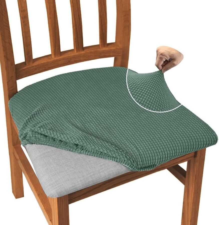 Eetkamerstoel stoelhoezen set van 4 High Stretch eetkamerstoel slipcovers anti-stof stoelbescherming voor eetkamer keuken (set van 4 matchagroen)