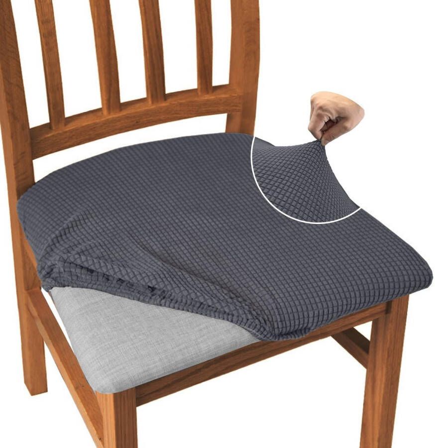 Eetkamerstoel stoelhoezen set van 6 High Stretch eetkamerstoel slipcovers anti-stof stoelbescherming voor eetkamer keuken (set van 6 grijs)