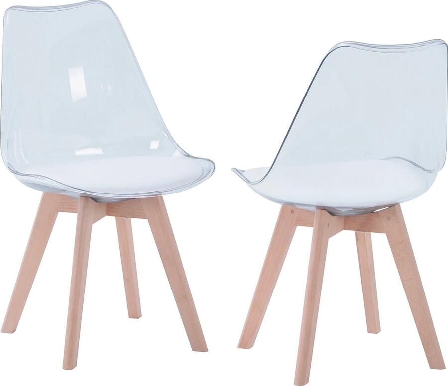 Bloominggoods Eetkamerstoel Transparant Eetkamerstoelen Modern Scandinavian stijl Kuipstoel Doorzichtig Wit set van 2