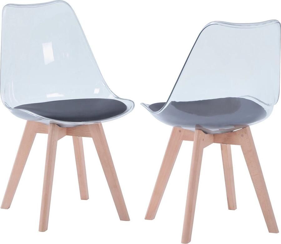 Bloominggoods Eetkamerstoel Transparant Eetkamerstoelen Modern Scandinavian stijl Kuipstoel Doorzichtig Zwart set van 2