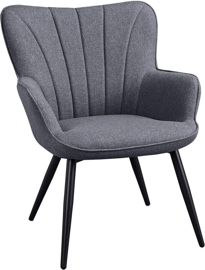 Eetkamerstoel van stof retro design stoel met rugleuning stoel metalen poten