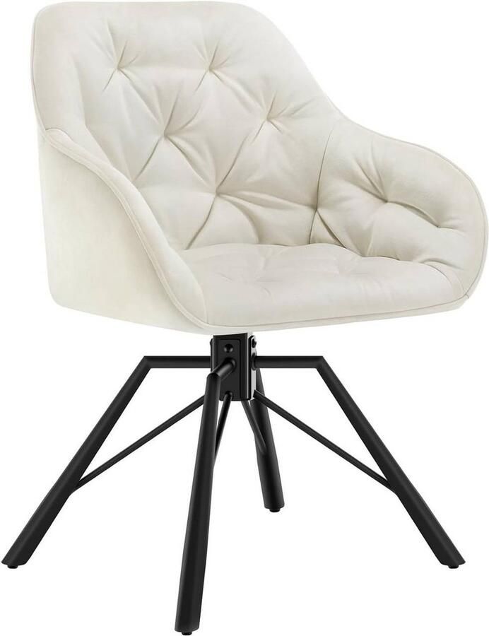 Rootz Living Rootz Eetkamerstoel Velvet Comfort Chair Draaistoel Metalen poten 57 5 ​​cm x 82 5 cm x 53 cm Crème Donkergroen Donkergrijs Zwart Turquoise