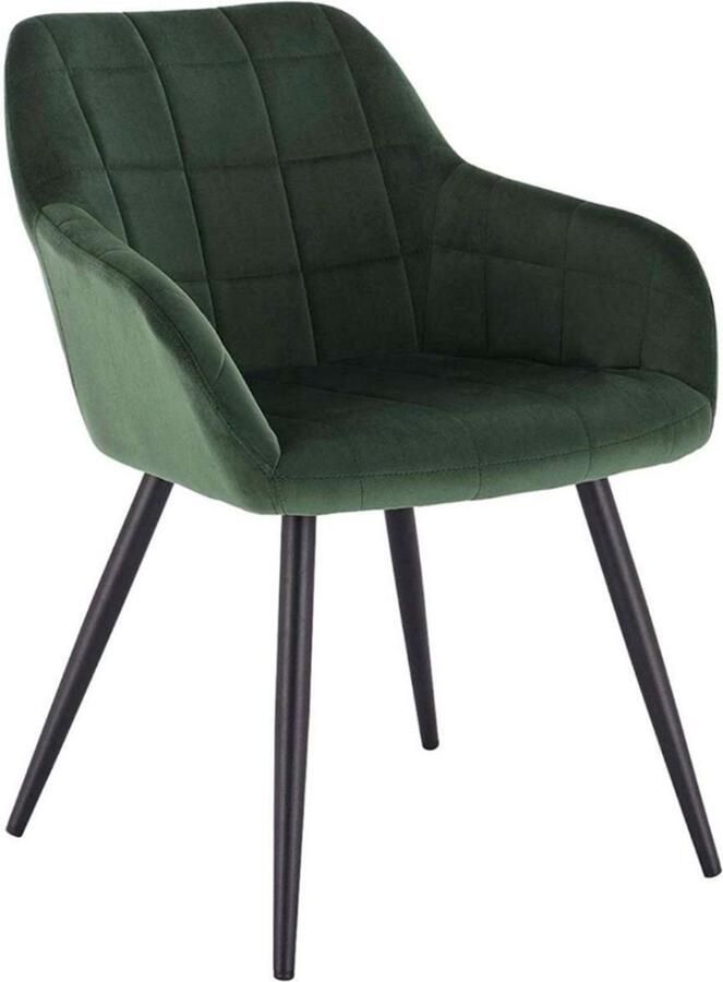 Bolt Edge Eetkamerstoel Velvet Groen Fauteuil Met armleuning Set van 1