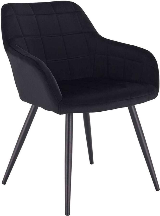 Bolt Edge Eetkamerstoel Velvet Zwart Fauteuil Met Armleuning Woonkamerstoel