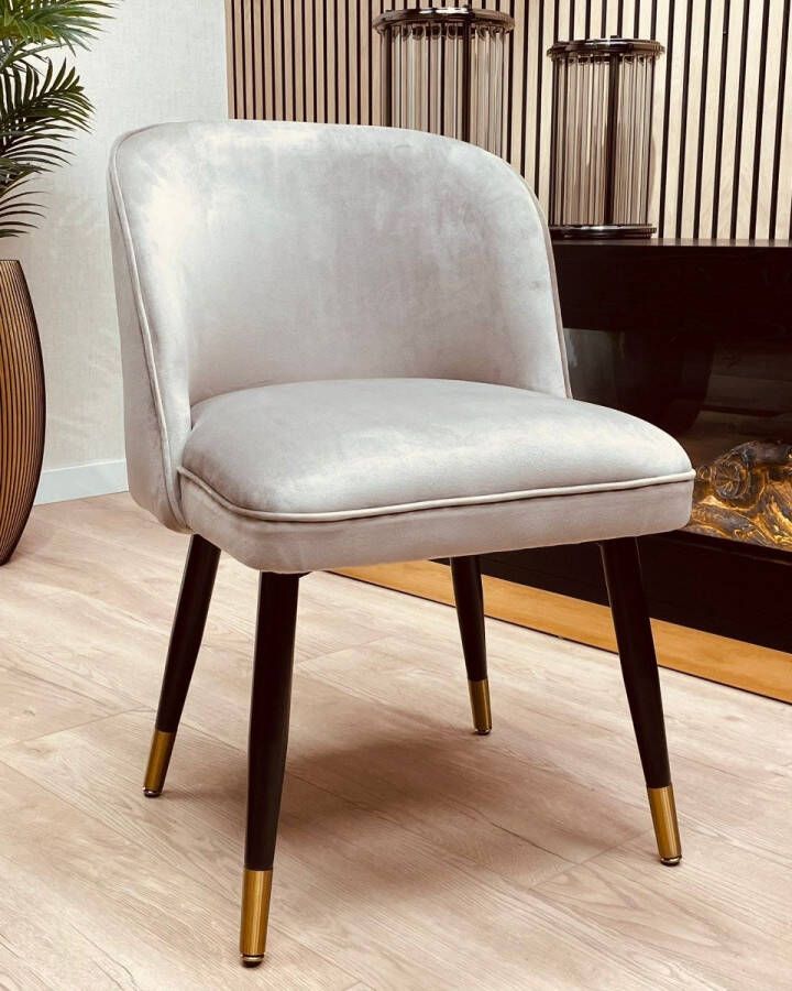 Eetkamerstoel Vignon Stone Velours Goud Poten