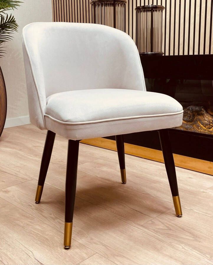 Eetkamerstoel Vignon Taupe Velours Goud Poten