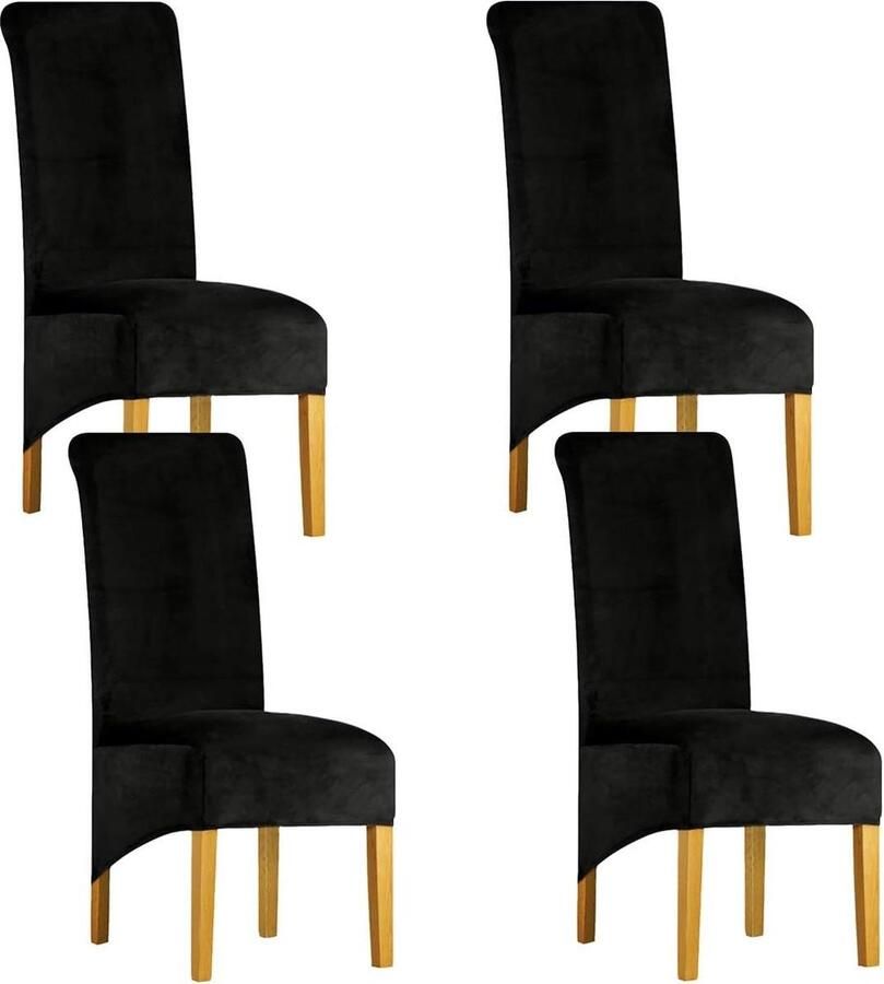 Eetkamerstoel XL stretch spandex elastische band fluweel stoelhoezen voor restaurant hotel feest zwart set van 4 Stoelhoezen