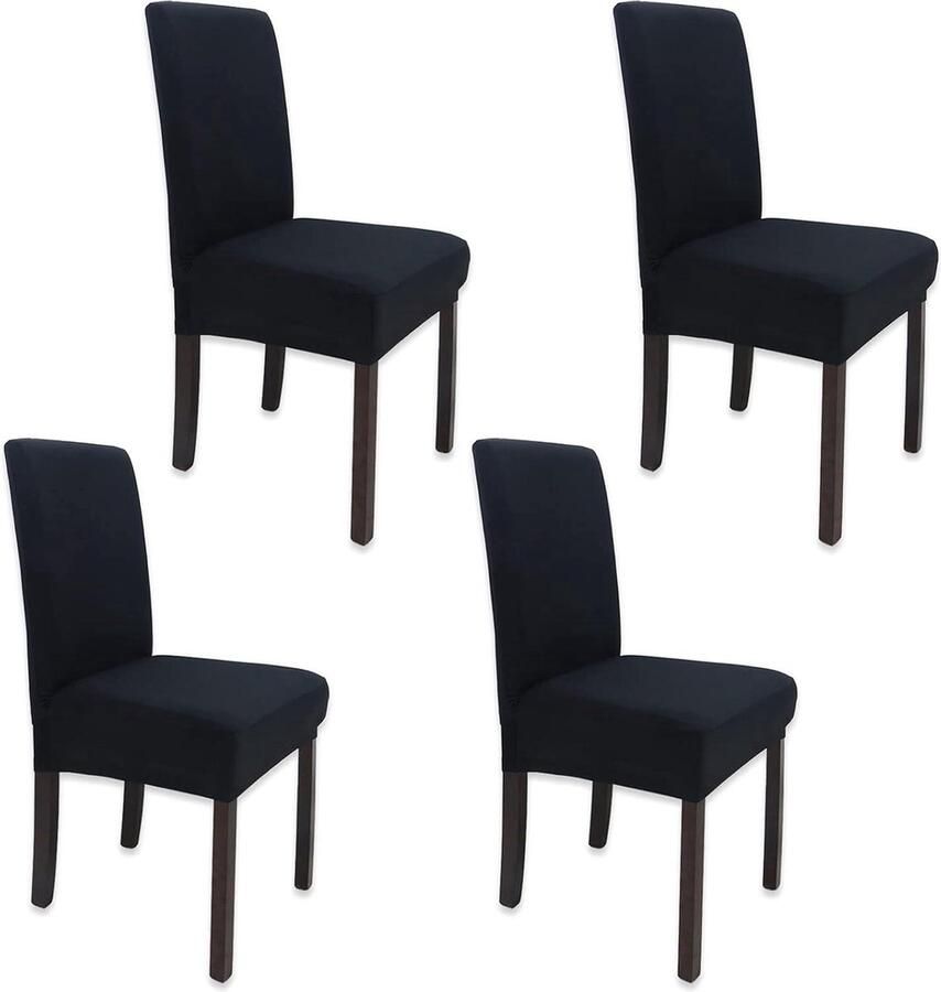 Eetkamerstoelbekledingen moderne beschermende stoelovertrek 4 stuks zwart