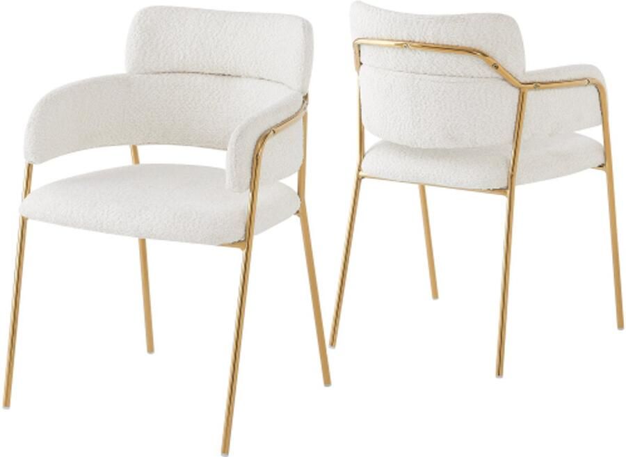 Zonder merk Gotagee Eetkamerstoel (2 stuks) met gouden poten stoelen voor woonkamer eetkamer slaapkamer ergonomische stoel luxe stoel beige