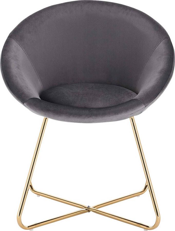 Eetkamerstoelen BH217dgr-1 x keukenstoel gestoffeerde stoel woonkamerstoel stoel zitting van fluweel gouden metalen poten donkergrijs