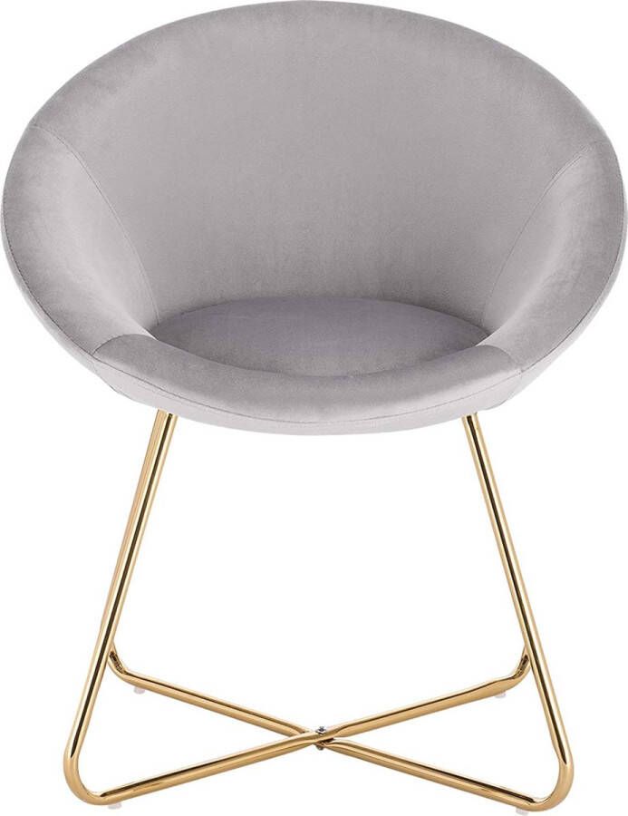 Eetkamerstoelen BH217hgr-1 x keukenstoel gestoffeerde stoel woonkamerstoel stoel zitting van fluweel gouden metalen poten lichtgrijs