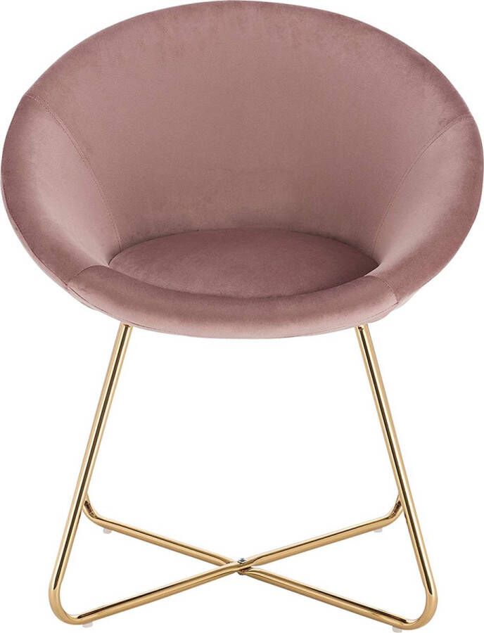 Eetkamerstoelen BH217rs-1 1x keukenstoel beklede stoel woonkamerstoel stoel zitting van fluweel gouden metalen poten roze
