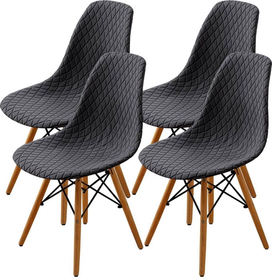 Eetkamerstoelen Covers 2 4 6 stuks stijl shell eetkamerstoel Mid Century moderne stoel sipcover gewatteerde dining accent side stoelhoezen (grijs 4 stuks)